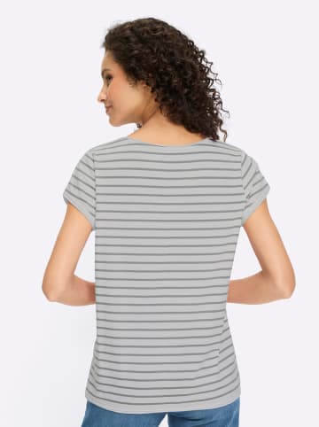 Heine T-Shirt in weiß-steingrau-geringelt