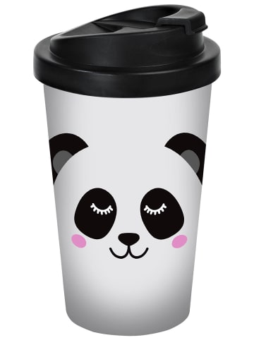 Geda Labels Coffee to go Becher Panda Gesicht in Weiß - 400 ml