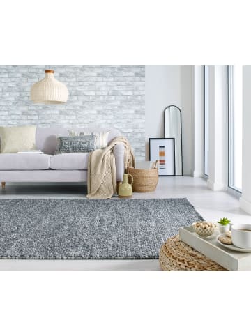 KADIMA DESIGN Teppich aus Wollmischung, mit stilvollem Noppeneffekt in Anthrazit