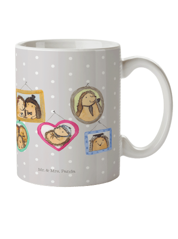 Mr. & Mrs. Panda Kaffeetasse Igel Familie ohne Spruch in Grau Pastell