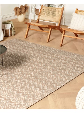 Beliani Geflochtener Teppich ATIMA in Beige/Weiß - (W) 200 x (H) 0.7 x (L) 300 cm