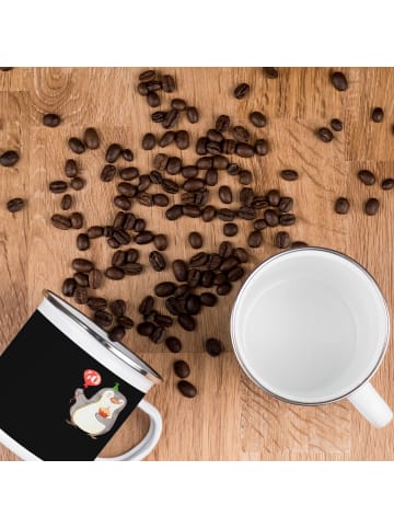 Mr. & Mrs. Panda Camping Emaille Tasse 40. Hochzeitstag Rubinhoc... in Schwarz