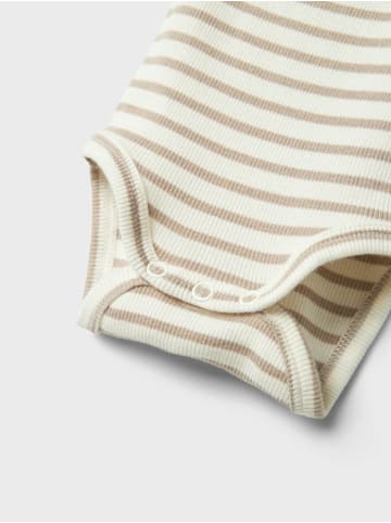 name it Kurzarm Body 3er-Set Gestreift Rundhals Bequem in Beige