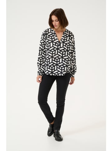 Kaffe Langarm-Bluse KAjalie in Chalk/Deep Black