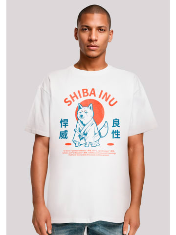 F4NT4STIC Heavy Oversize T-Shirt Japanischer Shiba Inu Hund in weiß
