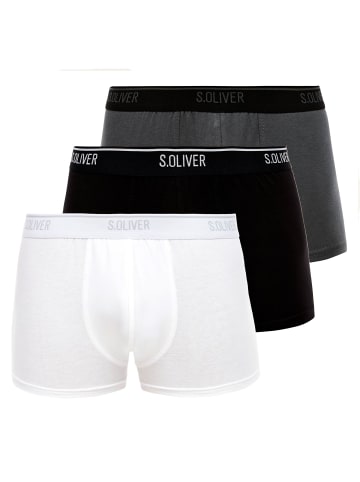 S. Oliver Boxershorts 3er Pack in Schwarz / Dunkelgrau / Weiß