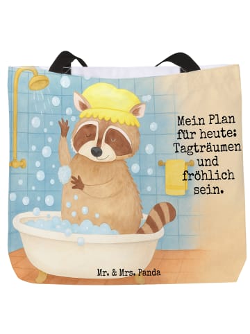 Mr. & Mrs. Panda Umhängetasche Waschbär Design mit Spruch in Weiß