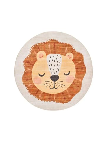 Atticgo Waschbarer Kinderteppich CANDY rund in rostrot