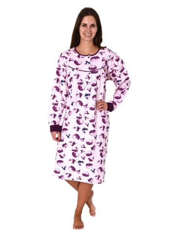 NORMANN Nachthemd langarm Kuschel interlock - 81951 in rosa