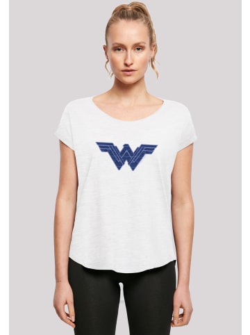 F4NT4STIC Long Cut T-Shirt DC Comics Wonder Woman Pattern Fill Logo in weiß