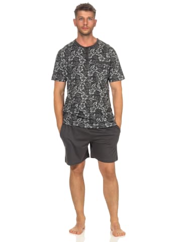 NORMANN Shorty Pyjama Schlafanzug kurzarm Short karomuster - 53197 in dunkelgrau