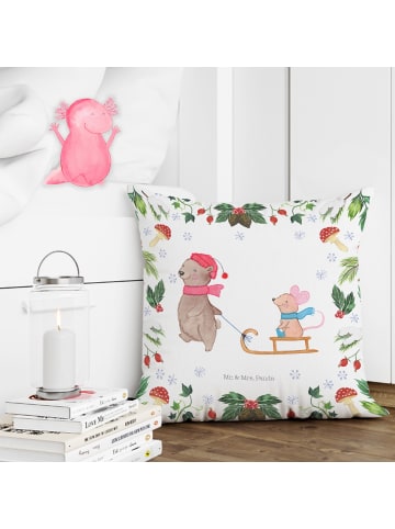 Mr. & Mrs. Panda Kopfkissen Bär und Maus Schlitten ohne Spruch in Weiß