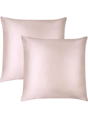 Aspero 2x Seiden Kissenbezüge 80x80 cm Enna in Rosa