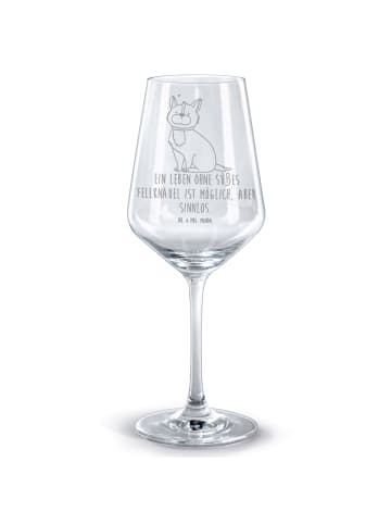 Mr. & Mrs. Panda Rotwein Glas Hund Glück mit Spruch in Transparent
