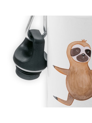 Mr. & Mrs. Panda Kindertrinkflasche Faultier Yoga ohne Spruch in Weiß
