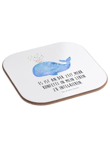 Mr. & Mrs. Panda Tassenuntersetzer Wal Konfetti mit Spruch in Weiß