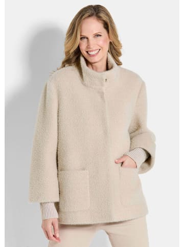 GOLDNER Flauschiger Kurzmantel mit Stehkragen in beige