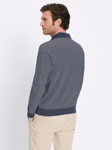 WITT WEIDEN Langarm-Poloshirt in rauchblau-gestreift