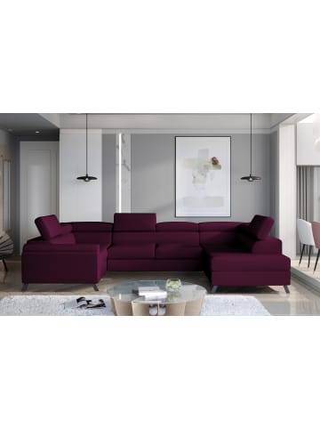 MF Design Esco Recamiere Rechts in Weinrot -  (L) 200 x (B) 336 x (H) 92 cm