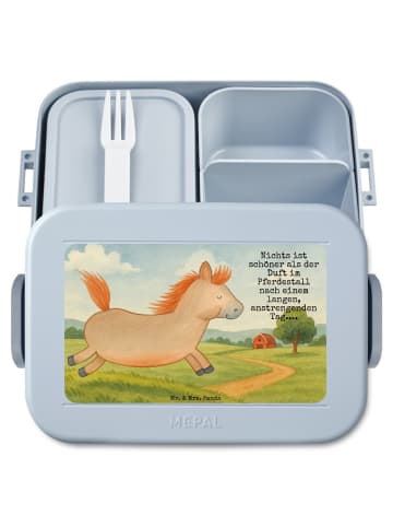 Mr. & Mrs. Panda Essensbox Pferd Springen Design mit Spruch in Blau Pastell