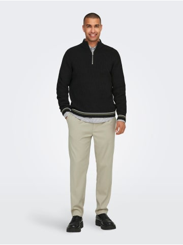 Only&Sons Strickpullover Stehkragen Regular Fit Langarm in Schwarz