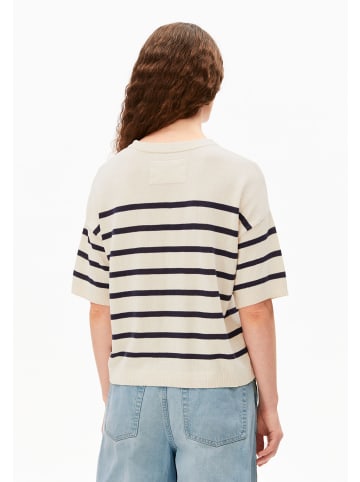 armedangels T-Shirt Stripe Linen Blend in beige marine