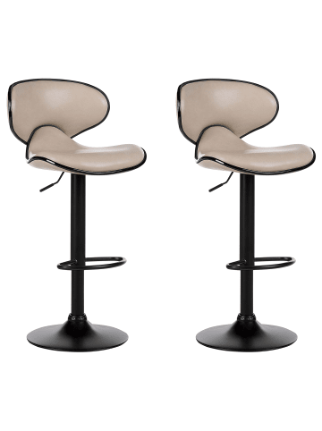 Beliani 2er-Set Drehhocker CONWAY in Beige/Schwarz