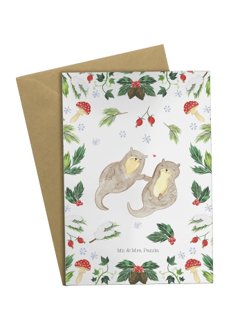 Mr. & Mrs. Panda Beileidskarte Otter Glühweinstand ohne Spruch in Weiß