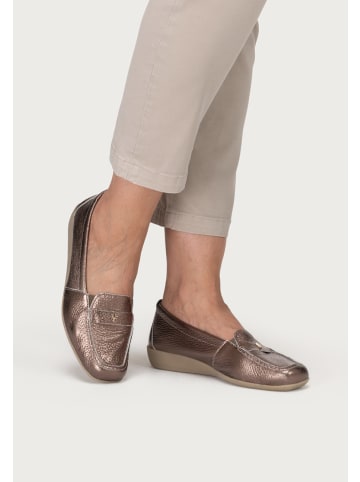 VITAFORM Hirschleder Mokassins in taupe/metallic