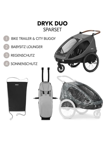 Hauck 2in1 Fahrradanhänger Sparset Dryk Duo - für in grau