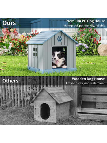 COSTWAY Hundehütte Outdoor 76 x 83 x 83 cm in Blau