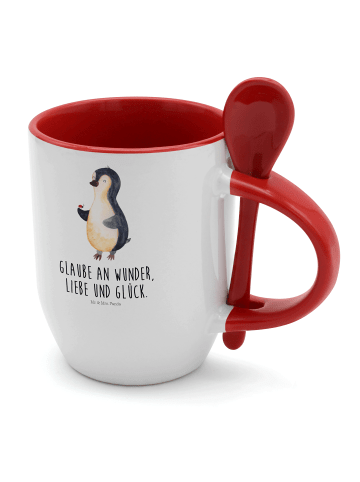 Mr. & Mrs. Panda Tasse mit Löffel Pinguin Marienkäfer mit Spruch in Weiß