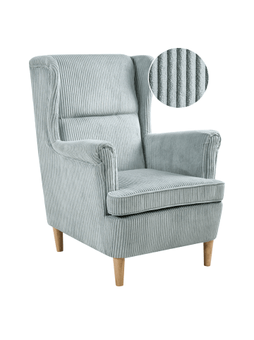 Beliani Ohrensessel ABSON in Blau/Braun - (W) 64 x (H) 100 x (L) 65 cm