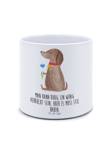 Mr. & Mrs. Panda Pflanzkübel Hund Blume mit Spruch in Weiß