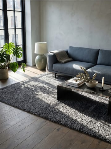 KADIMA DESIGN Teppich Hochflor Shaggy Waschbar Einfarbig RHEIN Strapazierfähig in Grau