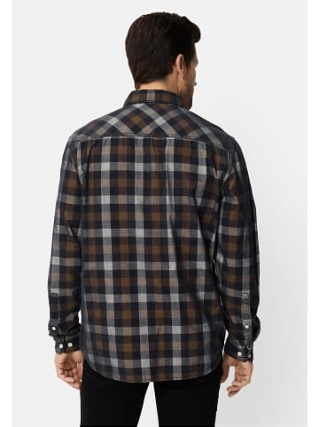 Camel Active Kariertes Langarm Hemd mit Brusttasche in Dunkelbraun