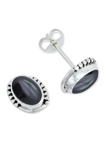 mantraroma 925er Silber - Ohrstecker (L) 9 x (B) 7 mm mit Onyx