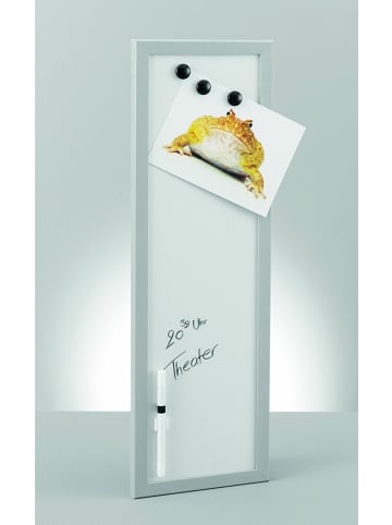 Zeller Magnettafel MEMO + 3 Magnete und Stift mit Filzschwamm in Weiß, 20 x 60 cm