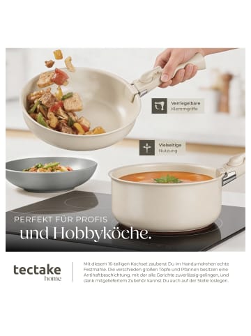 tectake Küchenstarterset aus Steingut mit Glasur, hitzebeständig
