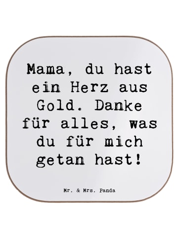 Mr. & Mrs. Panda Glasuntersetzer Spruch Mama Herz Gold mit Spruch in Weiß