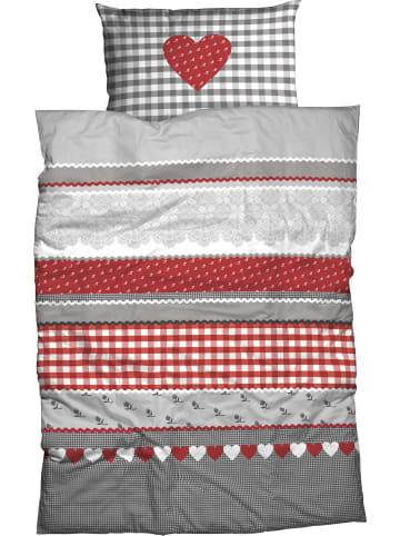 Casatex Biber Bettwäsche in silber-rot