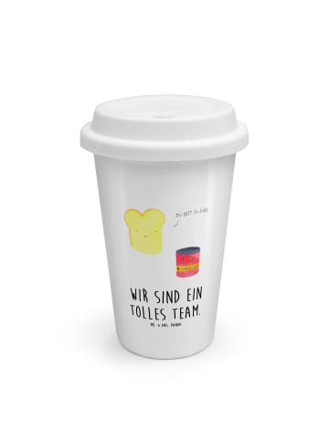 Mr. & Mrs. Panda Thermobecher Toast Marmelade mit Spruch in Weiß