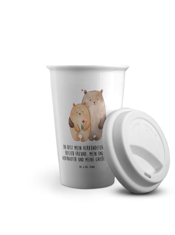 Mr. & Mrs. Panda ToGo Kaffeebecher Bären Liebe mit Spruch in Weiß