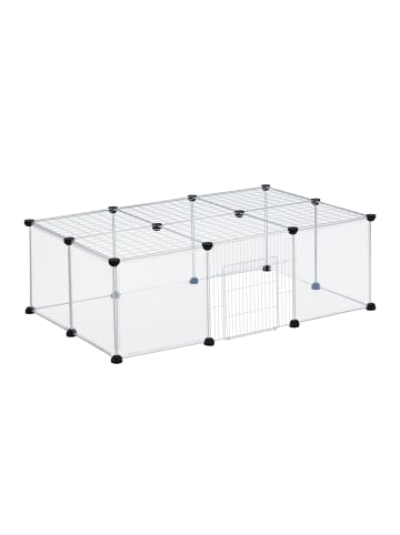 relaxdays Freilaufgehege in Transparent/ Weiß - (B)110 x (H)37 x (T)75 cm