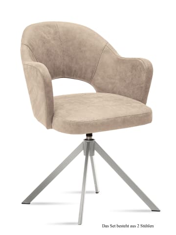 58 aufm Kessel ARMLEHNSTUHL drehbar (2er-Set) Davinia 59x87x61 Edelstahl/Natur