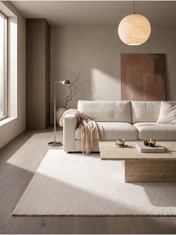 KADIMA DESIGN Hochflorteppich Uni Antirutsch weich wohnlich Wohnzimmer Schlafzimmer in Creme