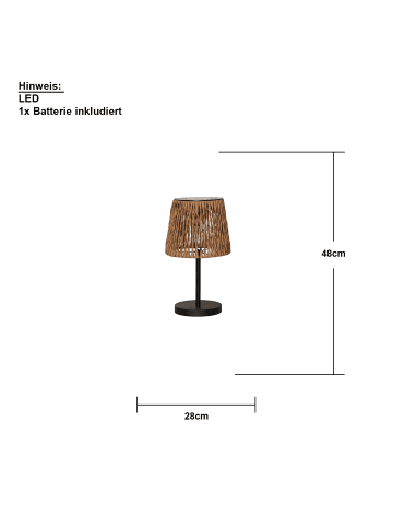 STAR Trading LED Solar-Tischleuchte ,Cesta', Wasserhyazinthe-Optik, Dämmerungssenso
