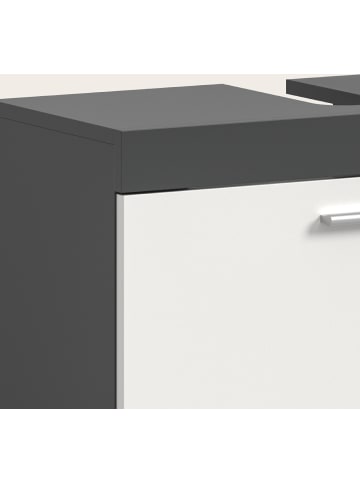 Inn.Furn Waschbeckenunterschrank grau, weiß 65 cm, Badezimmer Unterschrank 1-türig