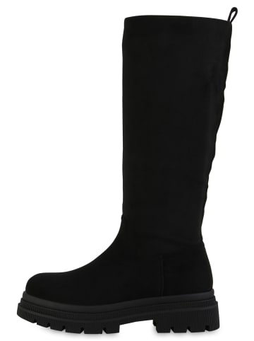 VAN HILL Plateaustiefel Alice in Schwarz Velours