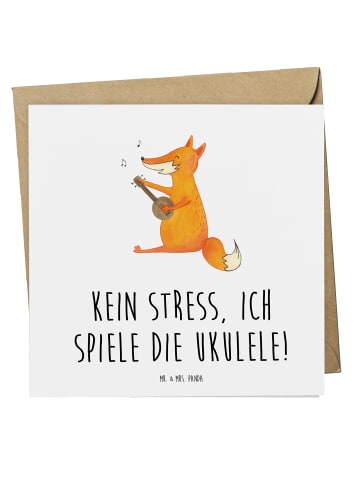 Mr. & Mrs. Panda Grußkarte Ukulele Entspannung mit Spruch in Weiß